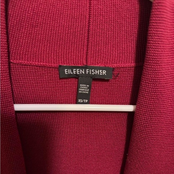 Eileen Fisher Maroon Silk & Organic Cotton Open Cardigan - Picture 2 of 7